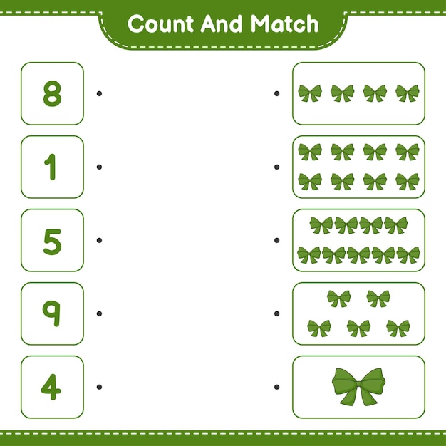 Premium Vector | Count and match count the number of ribbon and match ...