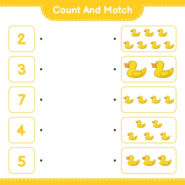 Premium Vector | Count and match, count the number of rubber duck and ...