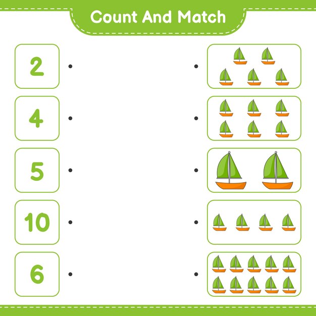 Premium Vector | Count and match, count the number of sailboat and ...