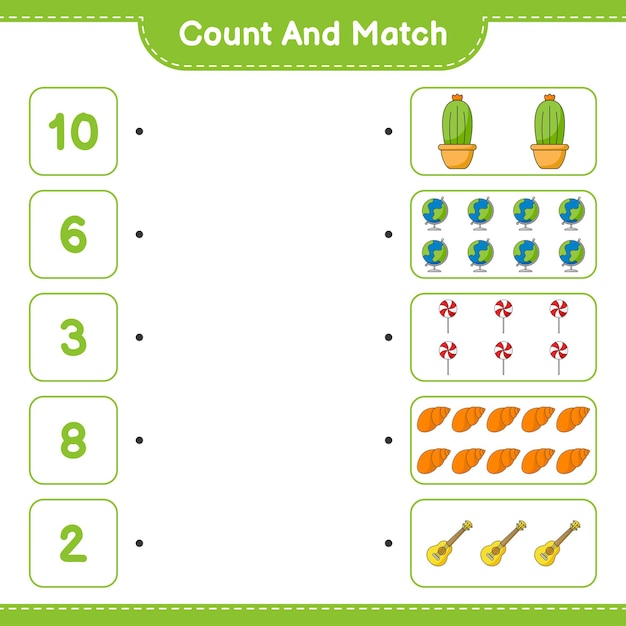 Premium Vector | Count and match, count the number of sea shells ...