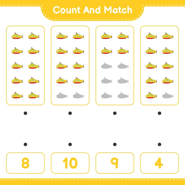 Premium Vector | Count and match, count the number of submarine and ...