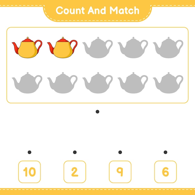 Premium Vector | Count and match count the number of teapot and match ...