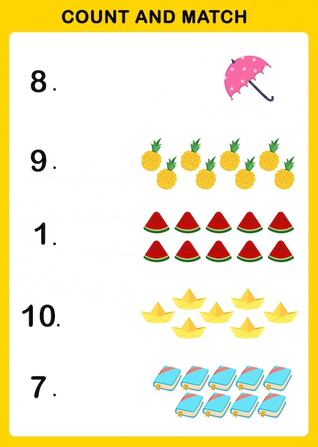 Premium Vector | Count and match illustration