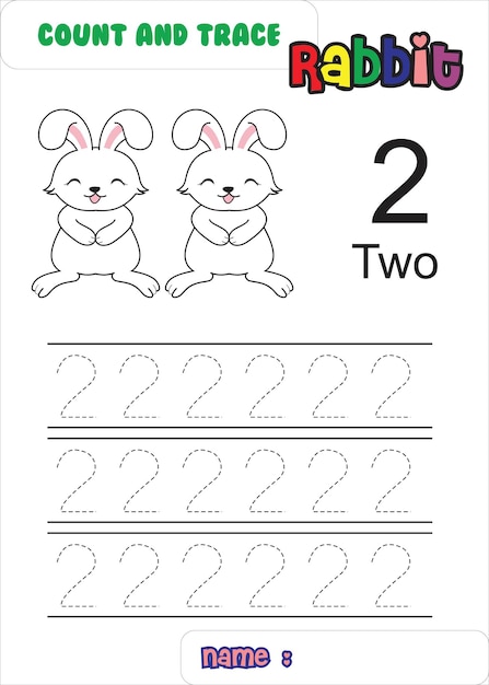 Premium Vector | Count trace and color rabbit. cute rabbit.