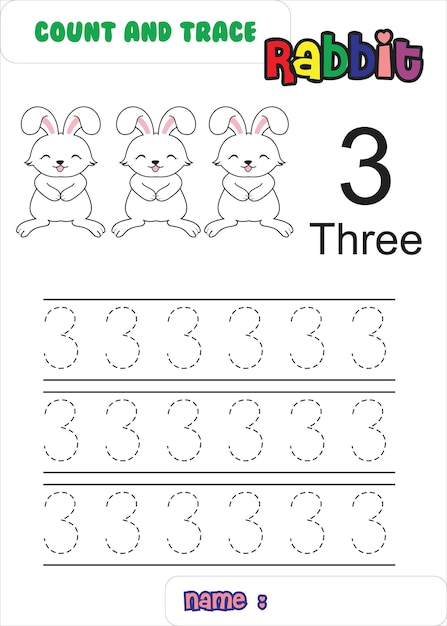 Premium Vector | Count trace and color rabbit. cute rabbit.