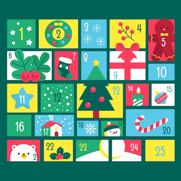 Free Vector Countdown calendar for christmas day