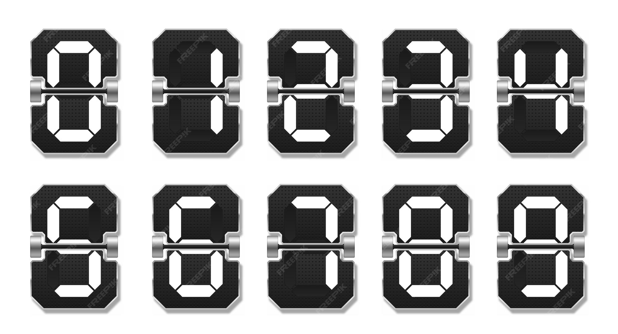 카운트 다운 점수 판 번호 알람 타이머 점수 요일 날짜 카운터 또는 시간 표시 숫자 벡터 프리미엄 벡터