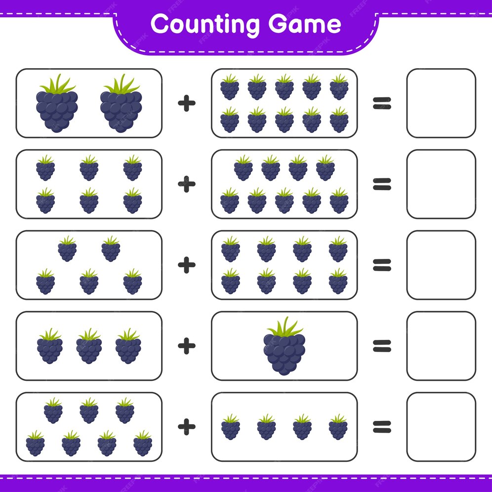 Premium Vector | Counting game, count the number of blackberries and ...