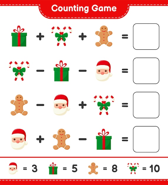 Premium Vector | Counting game, count the number of christmas ...