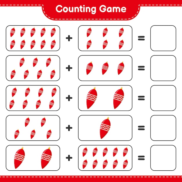 Premium Vector Counting Game Count The Number Of Christmas Lights And Write The Result Educational Children Game Printable Worksheet