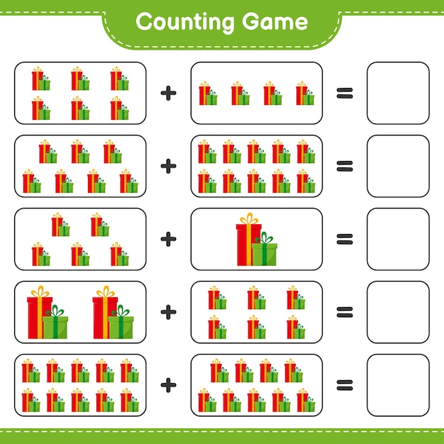 Premium Vector | Counting game, count the number of gift boxes and ...