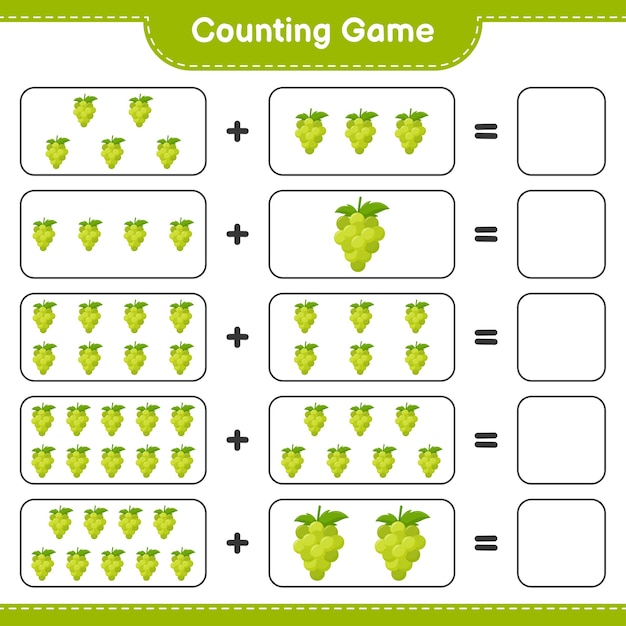 Premium Vector | Counting game, count the number of grape and write the ...