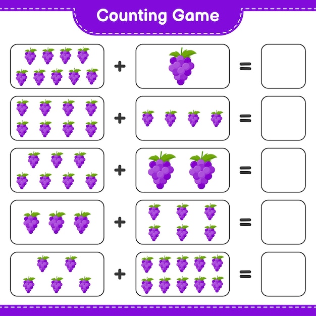 Premium Vector | Counting game, count the number of grape and write the ...