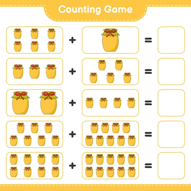 Premium Vector | Counting game, count the number of jam and write the ...