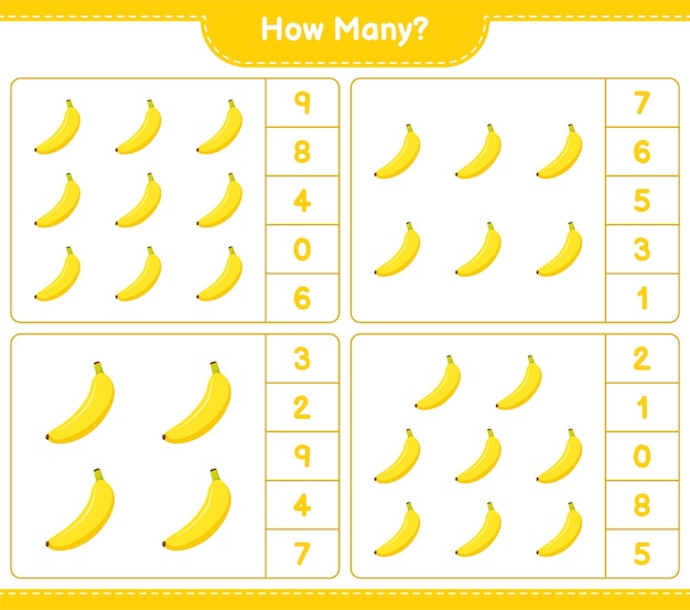 Premium Vector | Counting game, how many banana. educational children ...