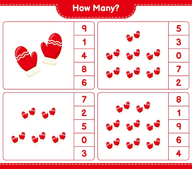 Grade 1 Counting With Mittens Worksheet