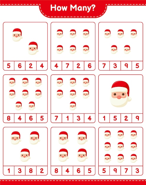 Premium Vector | Counting game, how many santa claus. educational ...