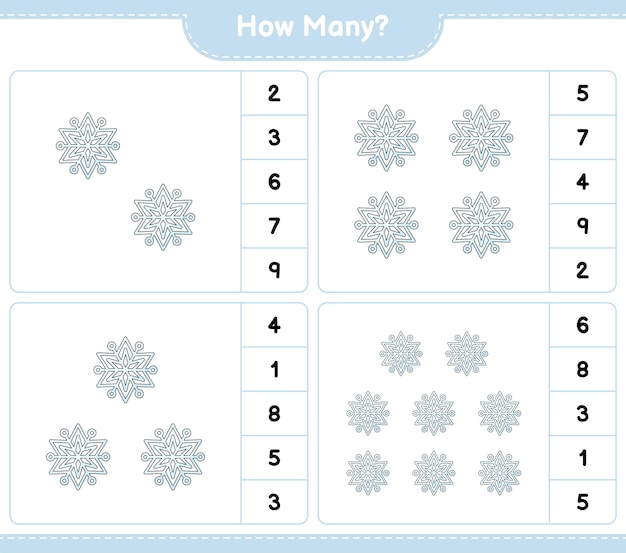 Premium Vector | Counting game, how many snowflake. educational ...