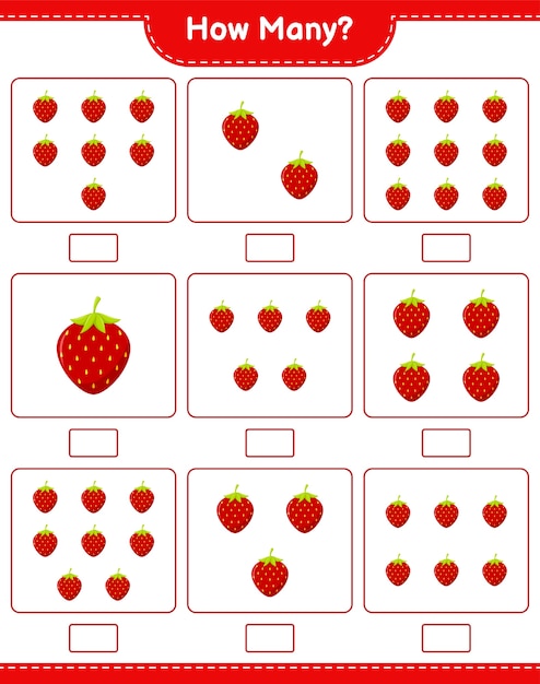 Premium Vector | Counting game, how many strawberry. educational ...