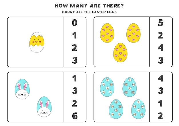 Premium Vector | Counting game with easter eggs. educational worksheet.