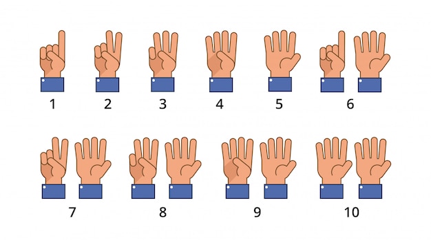 Premium Vector | Counting hand. countdown gestures, language number ...