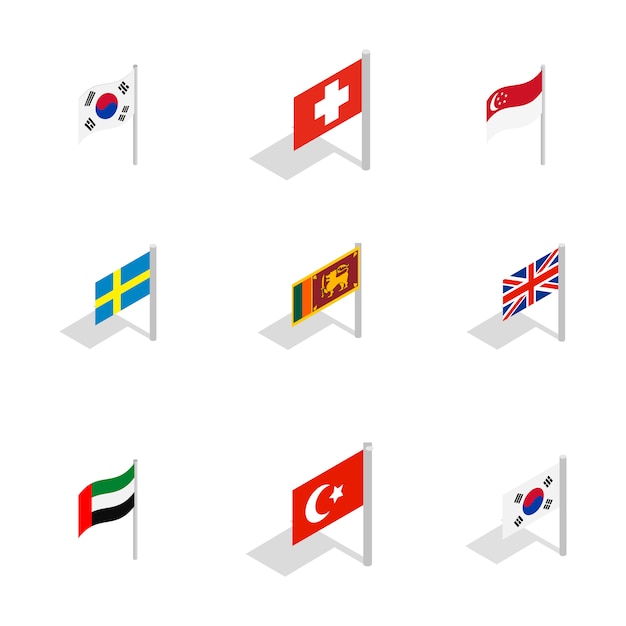 Download Country flag icon set on white background | Premium Vector