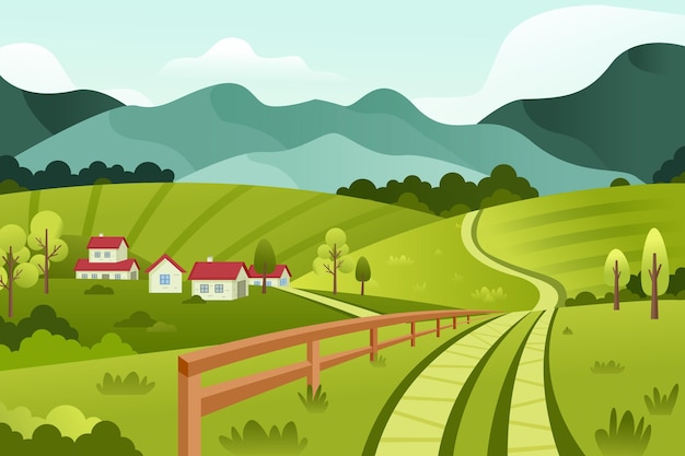 Free Vector | Countryside landscape illustration