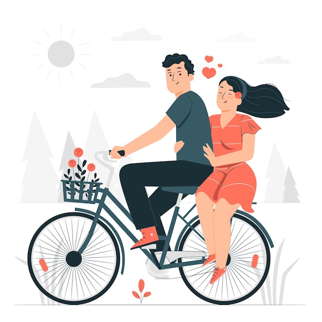 Couple bicycle&nbsp;concept illustration Free Vector