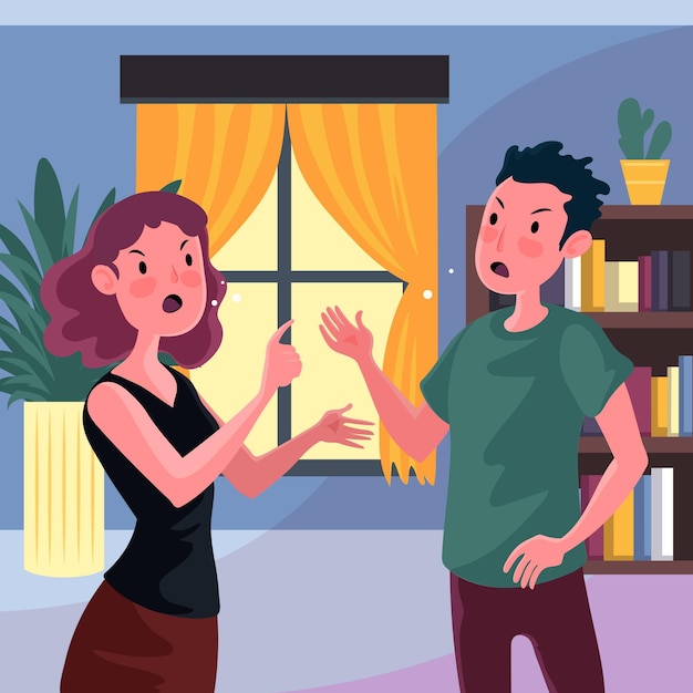 Couple conflicts illustration | Free Vector