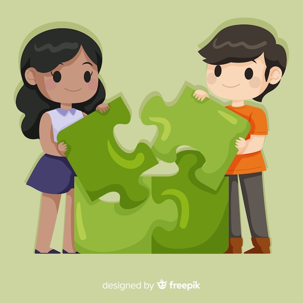 Free Vector Couple Connecting Puzzle Pieces Background 9524