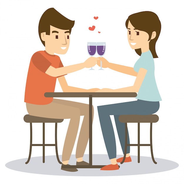 Premium Vector | A couple dinner on valentine's day