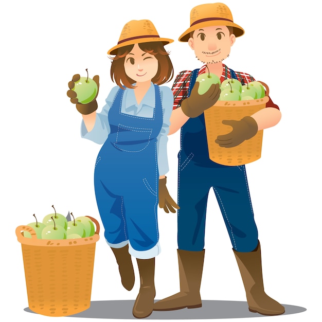 Premium Vector | Couple of farmer illustration in occupation concept