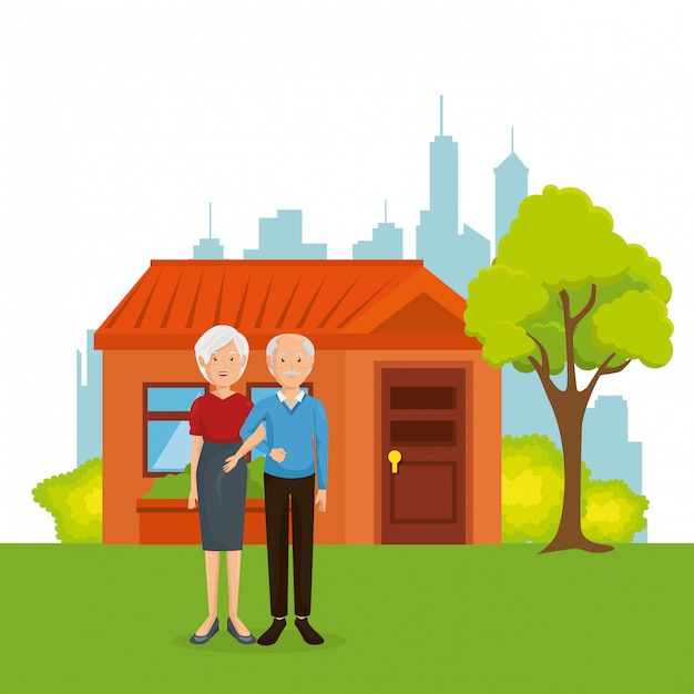 Free Vector | Couple of grandparents away from home