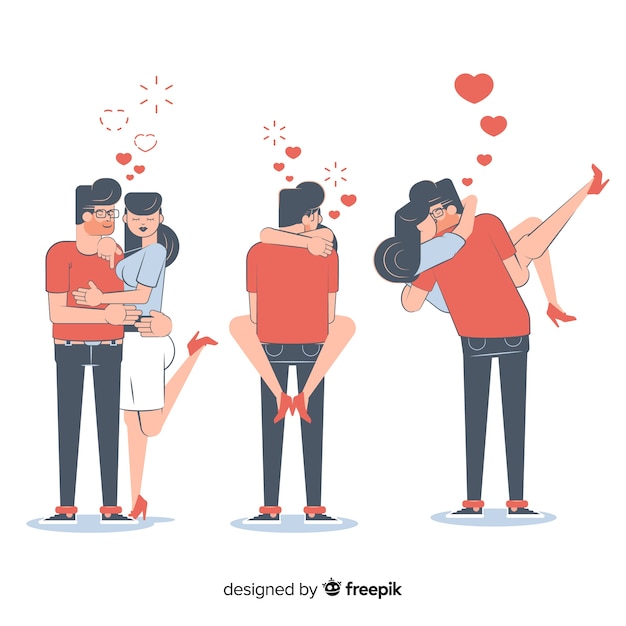 Free Vector Couple Hugging In Different Positions