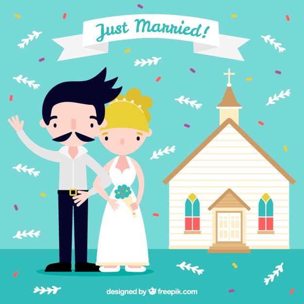 Couple just married illustration Vector | Free Download