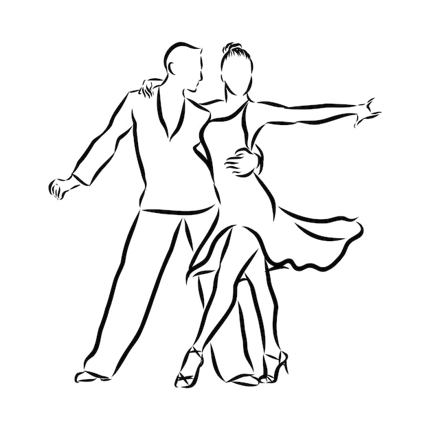 Premium Vector | Couple of latin dancers, vector sketch illustration