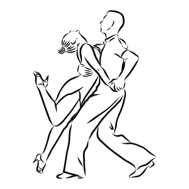 Premium Vector | Couple of latin dancers, vector sketch illustration