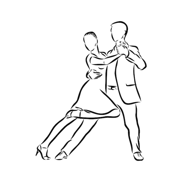 Premium Vector | Couple of latin dancers, vector sketch illustration