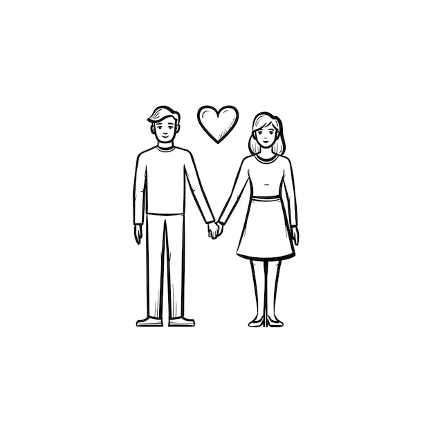 Premium Vector Couple in love hand drawn outline doodle icon