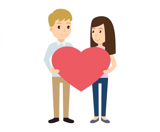 Couple in love holding heart shape for valentine's day | Premium Vector