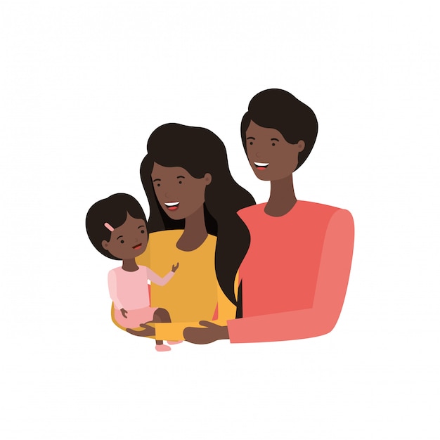 Premium Vector | Couple of parents with daughter avatar charactar