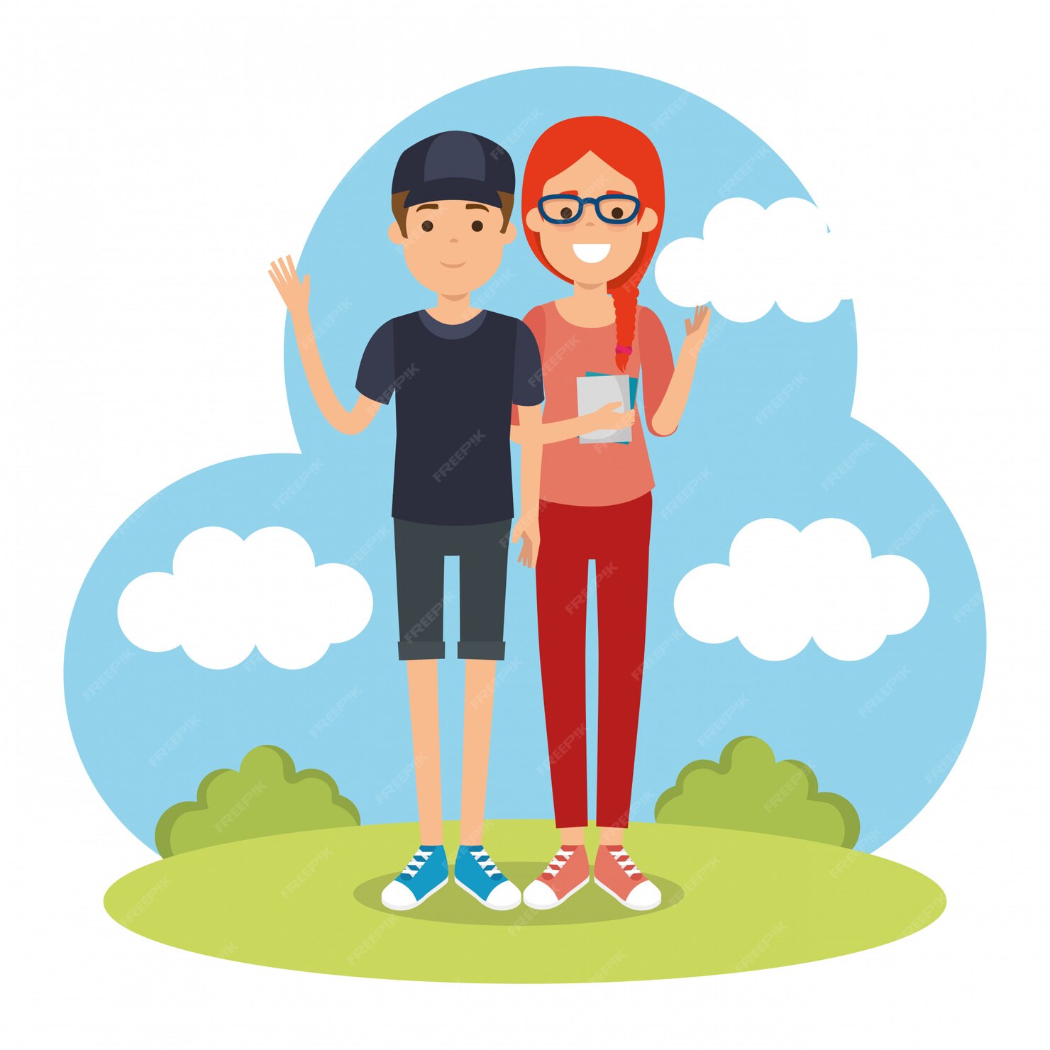 Free Vector | Couple in the park characters
