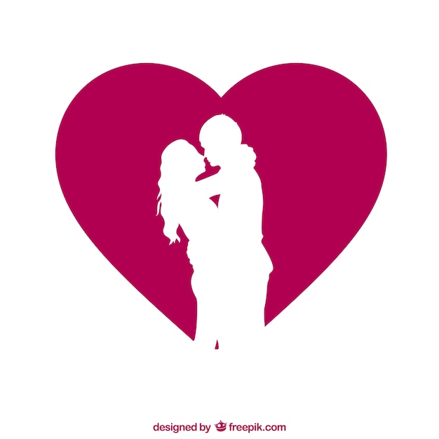 Free Vector | Couple silhouette with heart