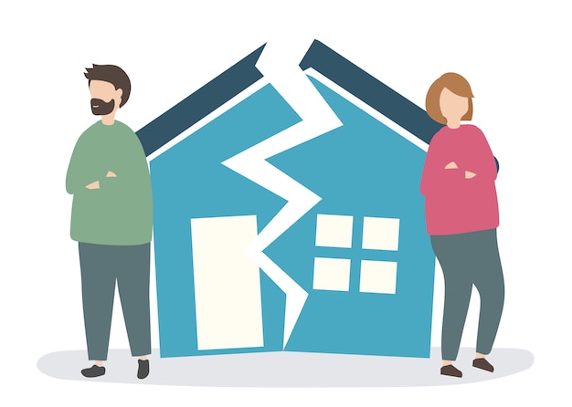 Couple splitting up and getting a divorce Free Vector