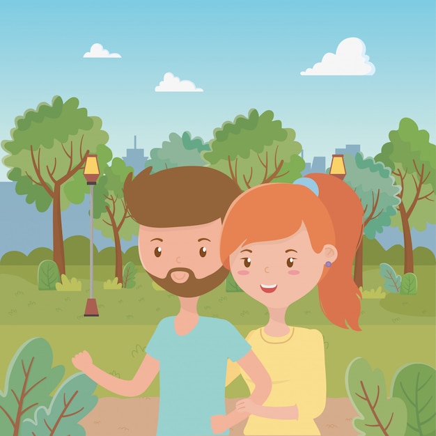 Couple of woman and man cartoon | Free Vector