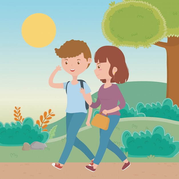Couple of woman and man cartoon Vector | Free Download