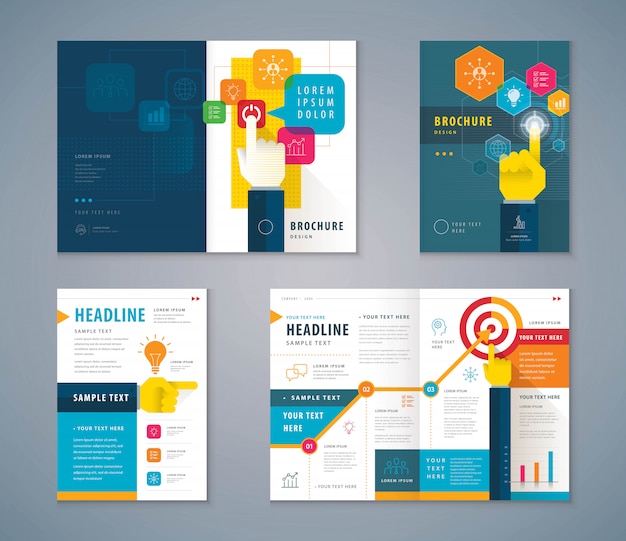 Cover book design set Premium Vector