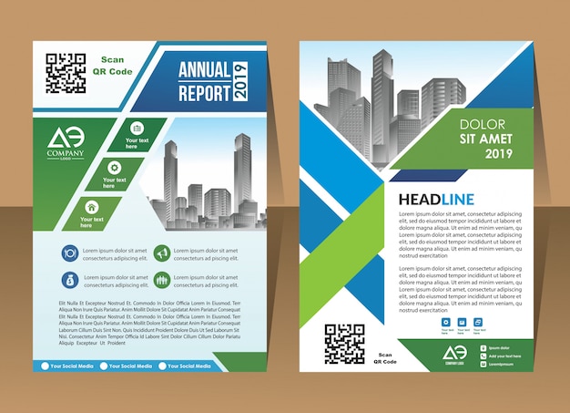 Cover brochure flyer in a4 with colourful geometric shapes Premium Vector