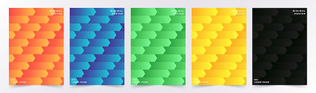 Cover set with abstract geometric pattern with cubes Premium Vector