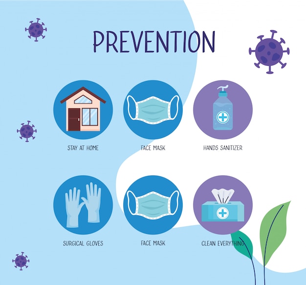 Covid19 pandemic infographic with prevention methods Free Vector